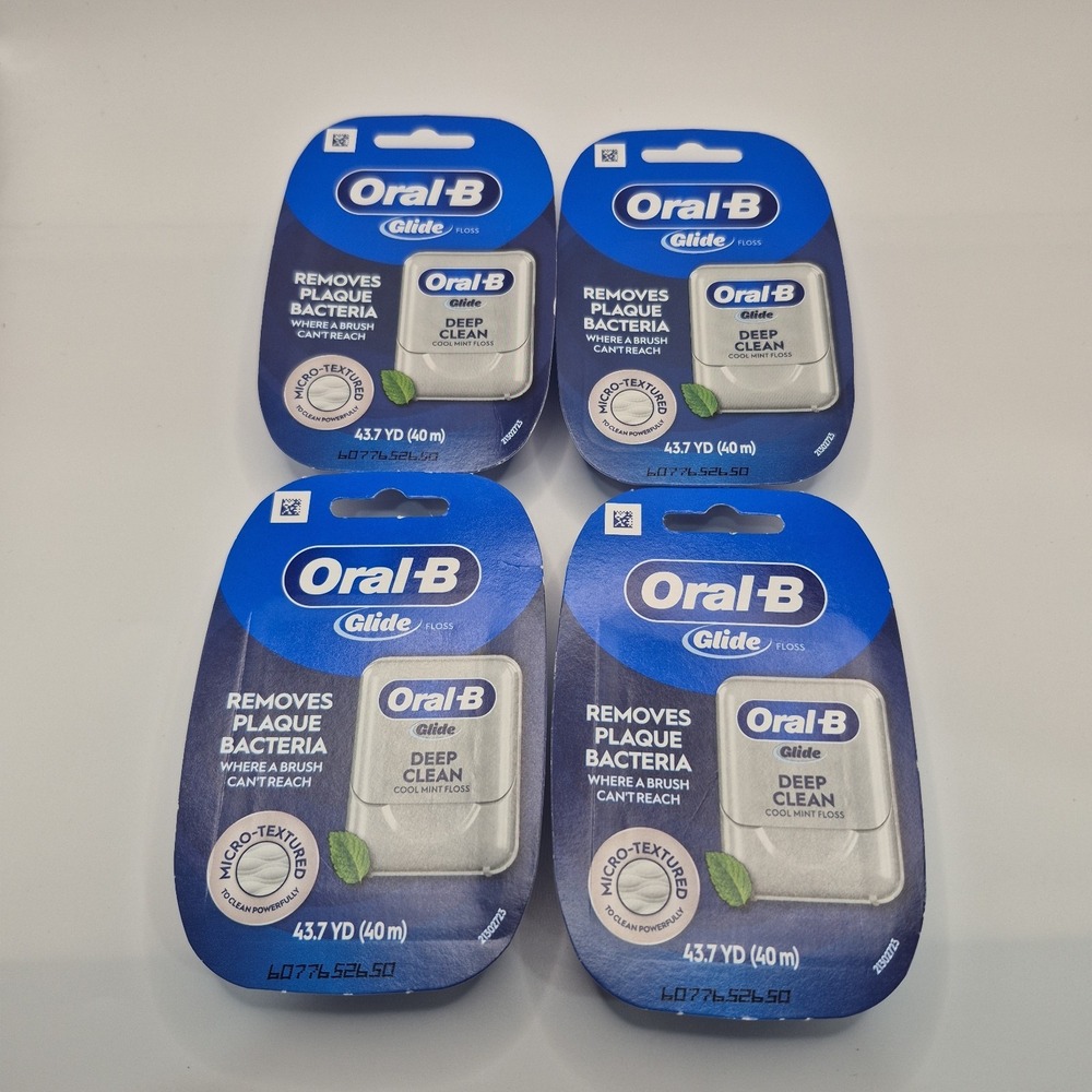Oral B Glide Deep Clean Floss Pro Health Silky Smooth 43.7 yd Cool Mint Qty 4